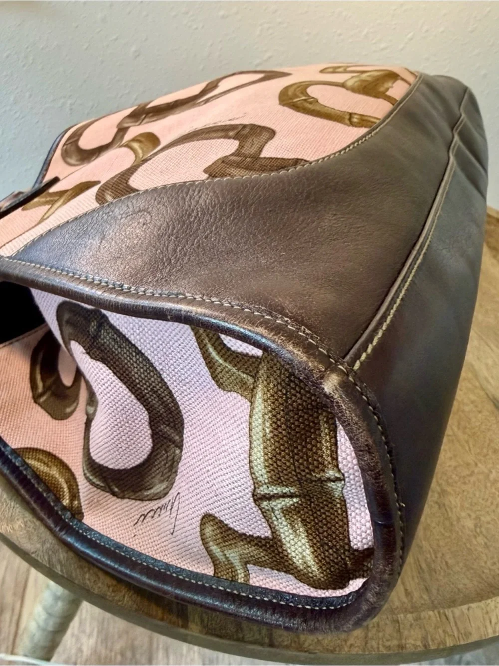 Authentic Gucci Pink Horsebit Bamboo Printed Jackie O Bouvier Shoulder Bag - Picture 5 of 16